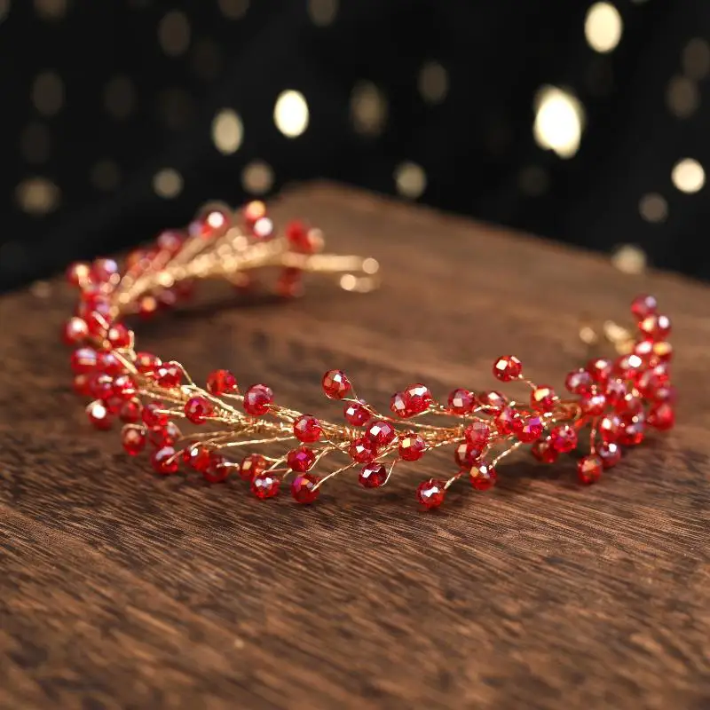 Modischer Perlen-Brautkopfschmuck, Kristall-Handgemachte Ketten-Haarbänder, Damen-Stirnbänder für Hochzeitsfeiern – Detail 4