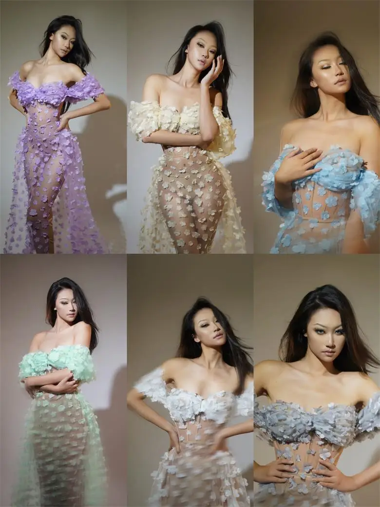 

Multiple Colors Birthday Party Dress For Women Sexy Transparent Long Gogo Nightclub Clothes Festival Stage Female Costume