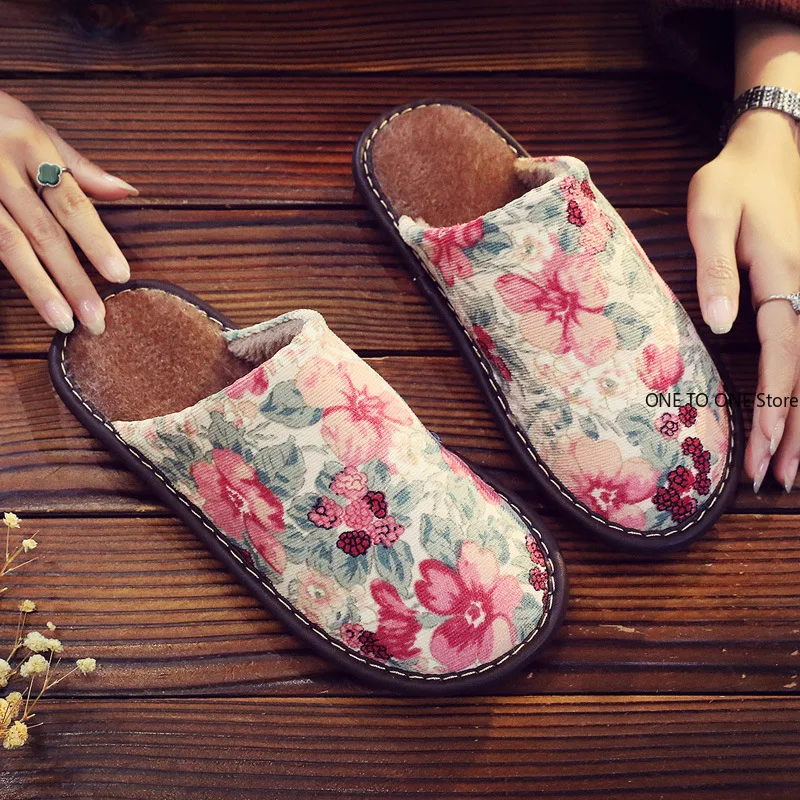 2026 زوجين أربعة مواسم المنزل داخلي صامت وكتم نسيج القطن الخالص وحيد نعل ناعم غير ضار شبشب أرضيات من الخشب الصلب #4