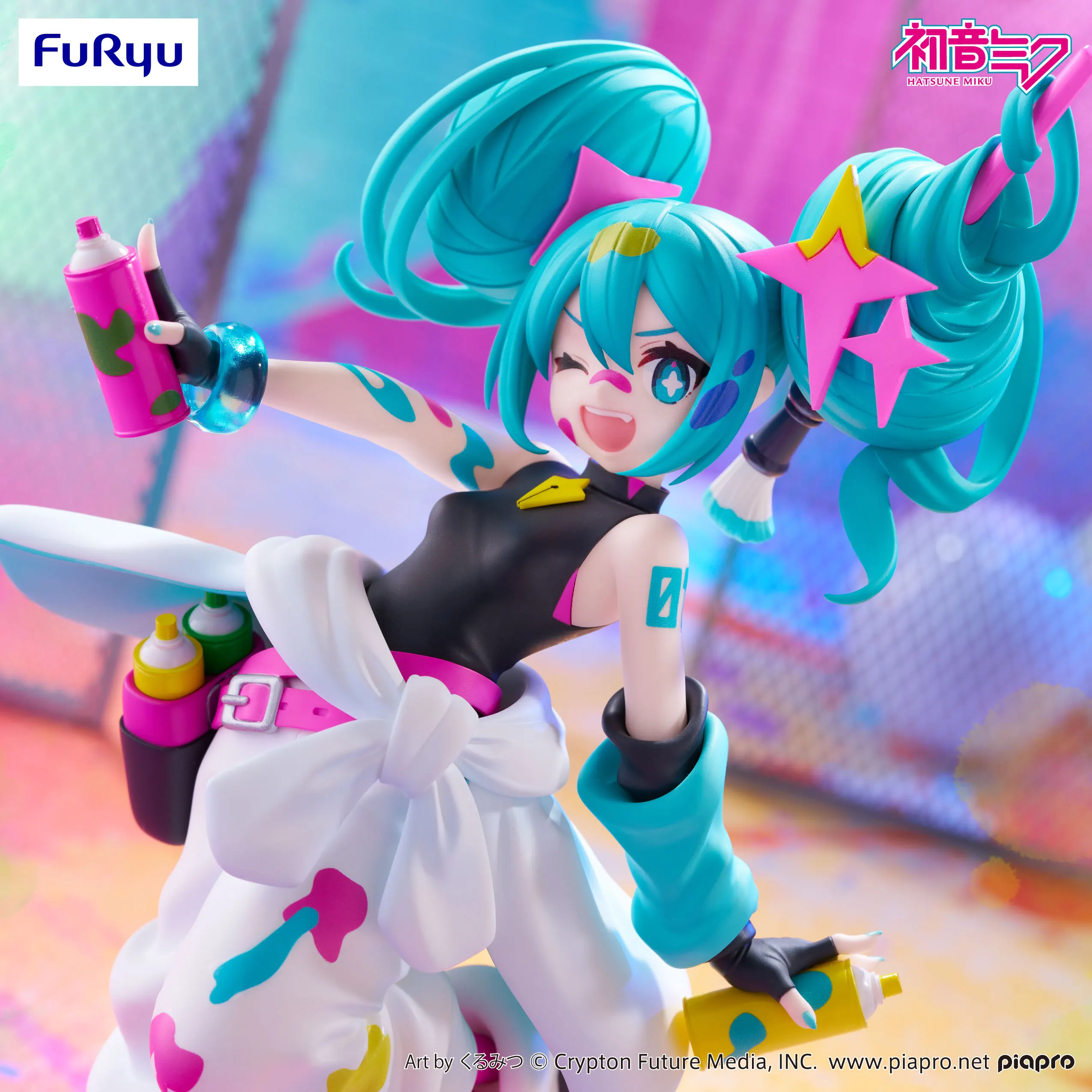 Original FuRyu Trio-Try-iT Hatsune Miku Painting Girl Anime Figure Toys PVC Model Collection Action Figurine Doll Gift