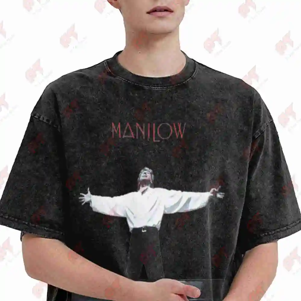 1994 Barry Manilow Concert Stage Pose Vintage Washed Tee Pure Cotton T-Shirt