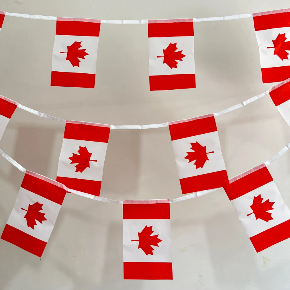 Canada  Flag 14x21cm Size 20 pieces National Flag Lines Hang On One Rope Canada Buntings  String Maple Banner Flags  Quality Pol