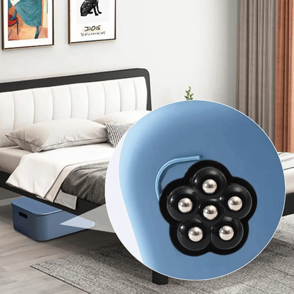 4Pcs 6 Beads Self Adhesive Caster Wheels Self Adhesive Mini Swivel Casters 360° Rotating Wheels Stainless Steel Beads