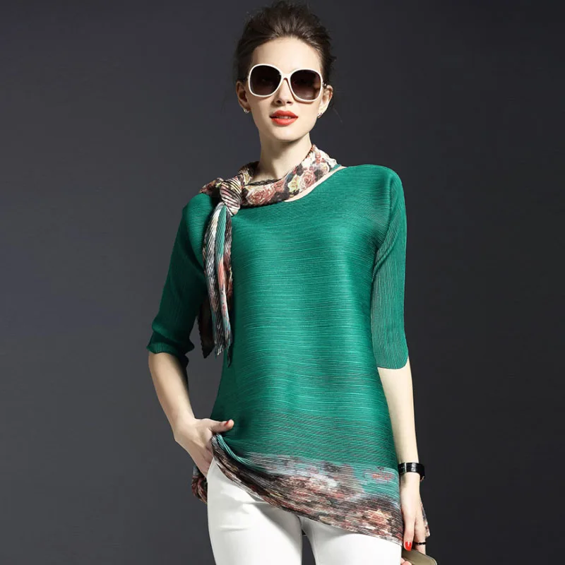 여름 여성용 티셔츠 또는 스웨트셔츠 프린트 패치워크 루즈핏 패셔너블 대형 사이즈 봄 스카프 포함 폴리에스터...