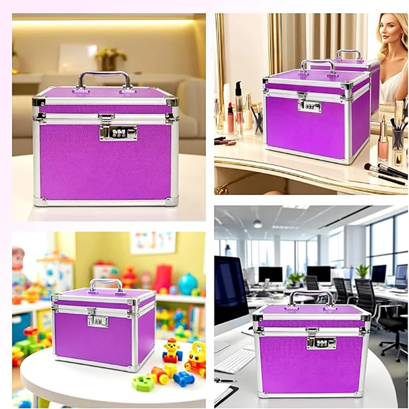 Trousse de maquillage Trousse à cosmétiques, étui de Train de maquillage, organisateur en alliage d'aluminium, boîte à bijoux, boîte de collecte de médicaments, étui de manucure 10x7.3x7.8"
