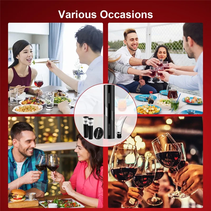 

B98A-Электрическая открывалка для вина: автоматическая открывалка для бутылок вина с резаком для фольги, наливом для вина, вакуумной пробкой, для домашней кухни, бара