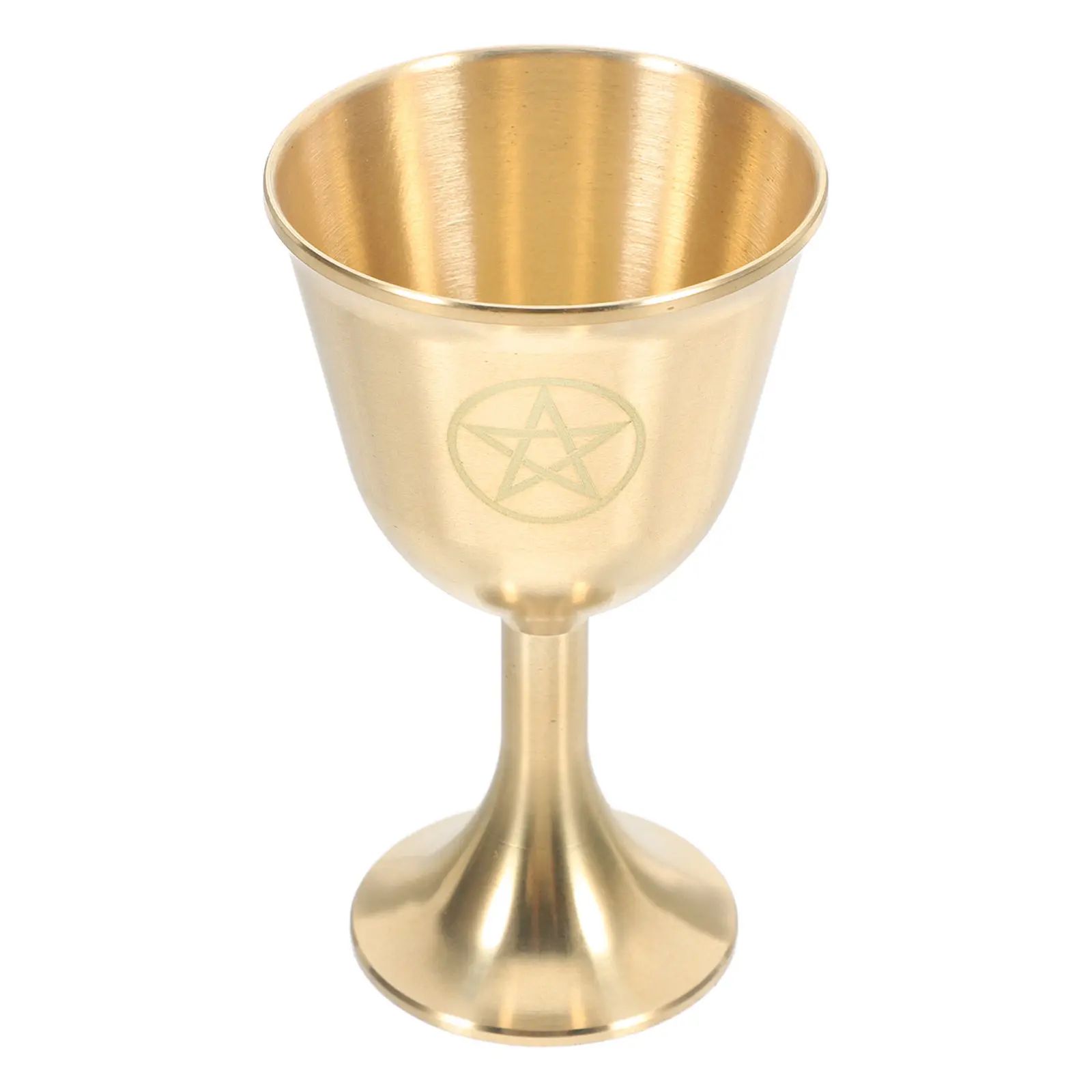 Pentagram Brass Goblet Large Vintage Pentacle Altar Wine Glass Cup for Tarot Astrology Ceremonies Ritual Mystic Decor