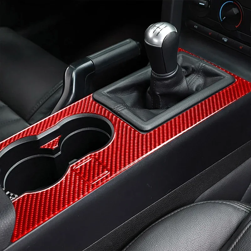 For Ford Mustang GT 2005-2009 Carbon Fiber Accessories Interior Trim Console Frame AC CD Panel Gear Box Shift Cover Sticker