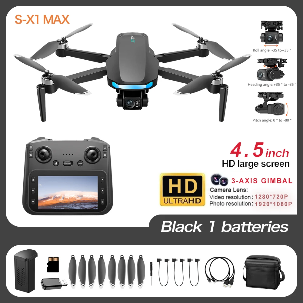 S-X1 미니 드론 |   4K EIS 카메라 3축 짐벌 |   GPS 장애물 회피 |   5G FPV RC 쿼드콥터 장난감
