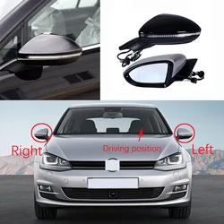 Car Electric Folding Rearview Mirror Assembly Heating Mirror Electric Adjustment With Light For Golf 7 MK7 2014-2016 5GG857507A