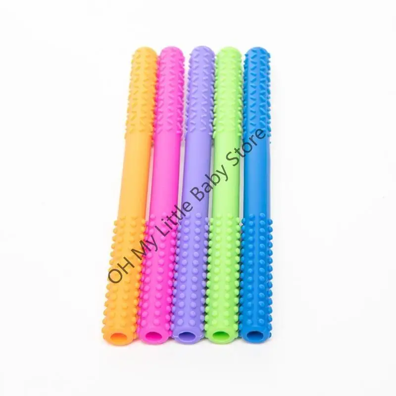 

M76C Teething Tube Teether Chewable Nursing Biting Chewing Soother Sensory Toy Teething Rod Stress Relief BPA Toy