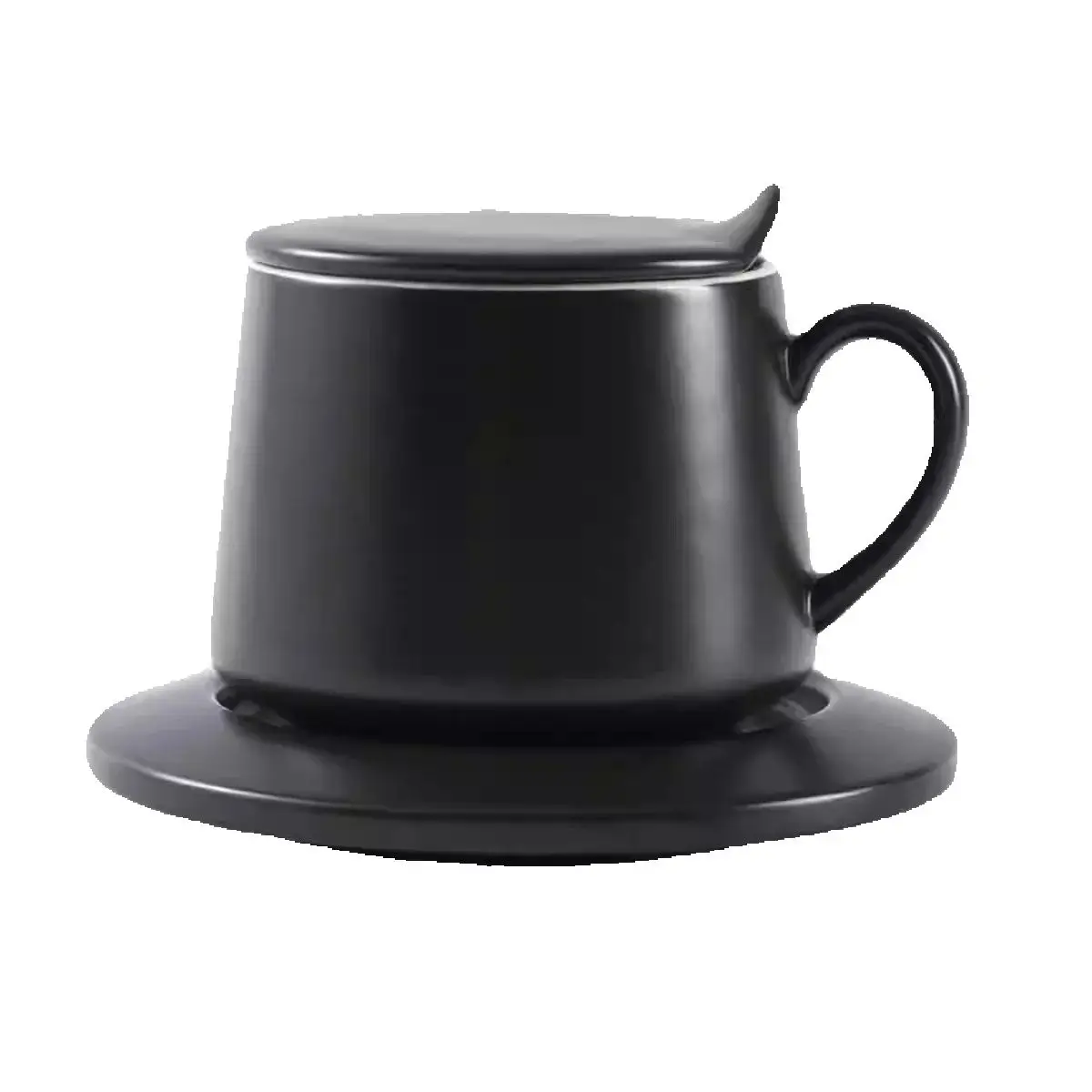430ml Matte Ceramic Coffee Cup and Dish Set Simple European Premium Light Luxury Home Office Afternoon Tea Sets Mug With Lid