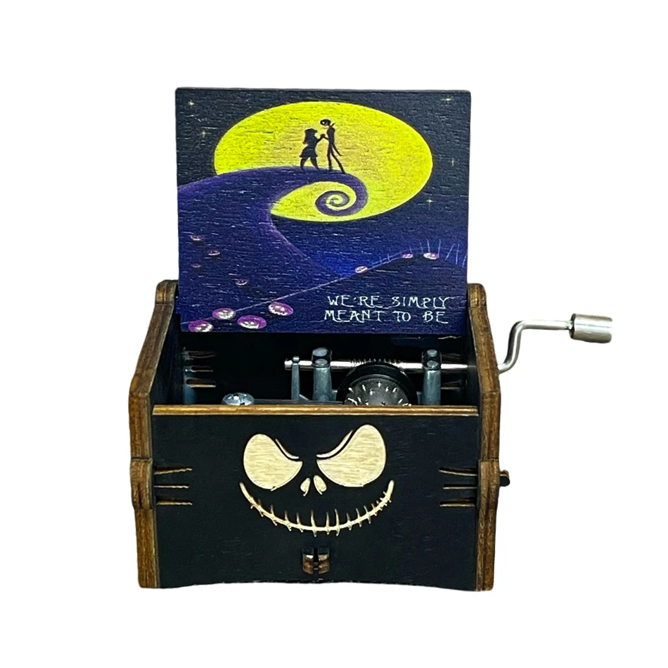 Caja de música de Feliz Navidad y Halloween, tema de Anime, caja Musical de madera con manivela, regalo de cumpleaños de Año Nuevo para niños