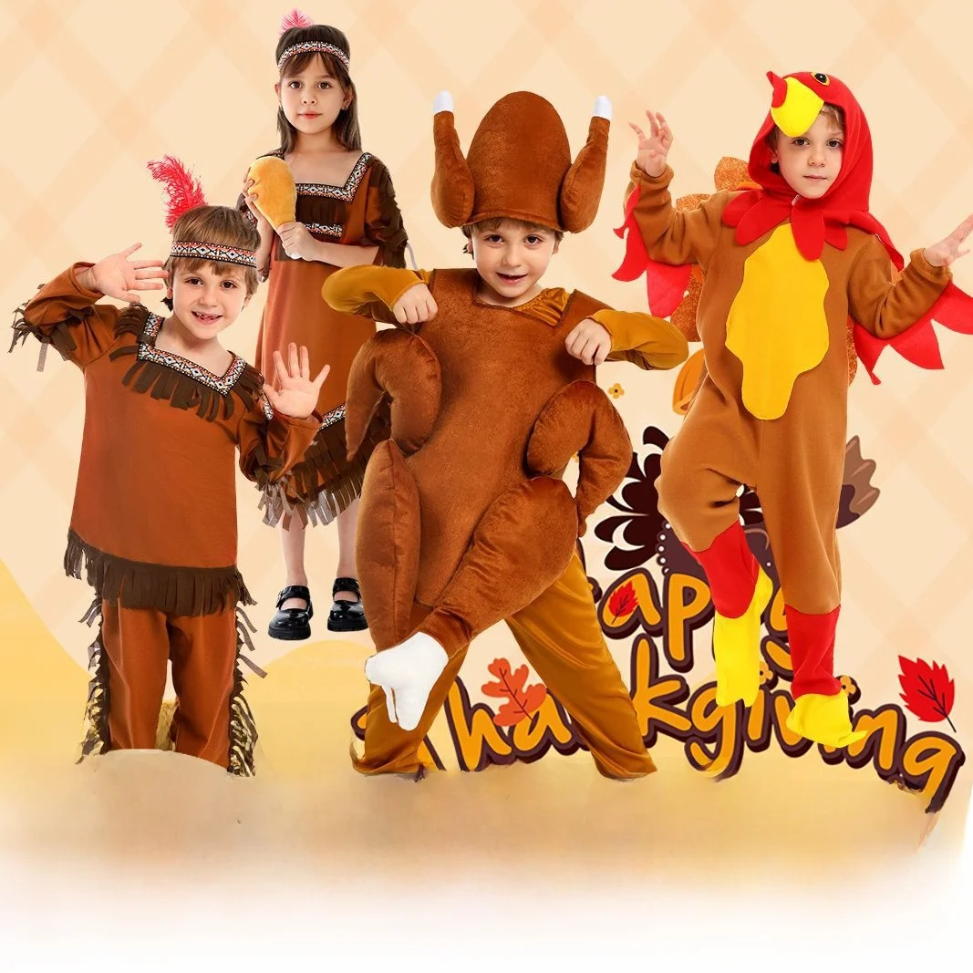 Children's National Costume Stage Performance Outfit Roast Turkey Food Cosplay Halloween Role-playing Costume March Three
