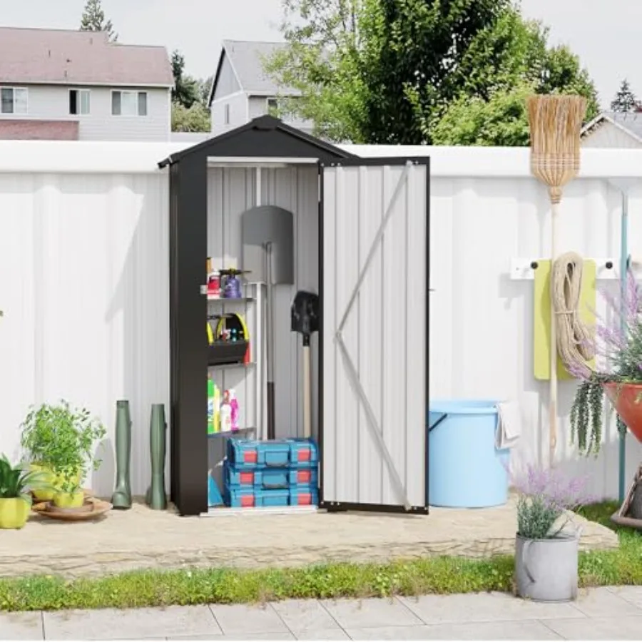 

Outdoor Storage Shed Metal Garden Tool Shed with a Solid Lock System Outdoor Door Storage Cabinet for Patio Garage Poolside Bik