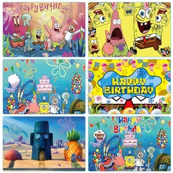 SpongeBob SquarePants Party Background Children Happy Birthday Decoration Pineapple House Photography Backdrop Customization