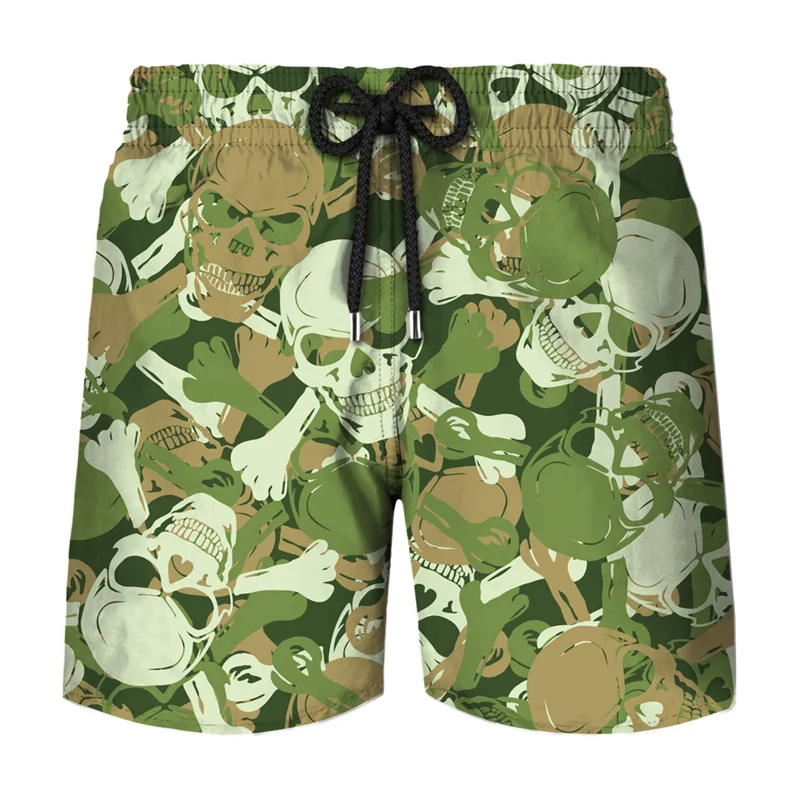 Tarnung Grafik Strand Shorts Männer 3d Camo Gothic Schädel gedruckt Badehose Sohier Army Vetern Militär Mode kurze Hosen