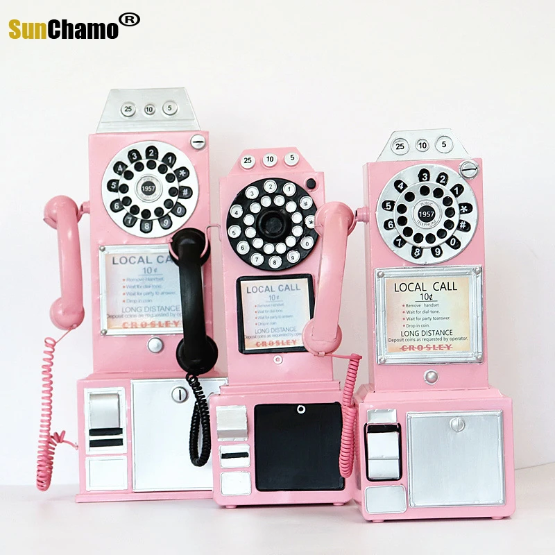 

Handmade Retro Make Old Telephone Model Bar Cafe Wall Hanging Creative Photography Props Home Decore Furnishing Nordic Style