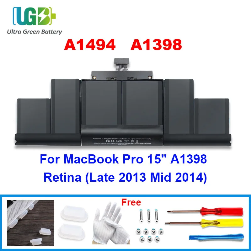 

UGB New A1494 Battery For Apple MacBook Pro 15 inch A1398 Retina Late 2013 Mid 2014 Version Laptop Battery