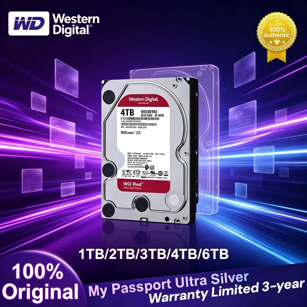 Western Digital WD Red Shock Resistant NAS Hard Disk 3.5" 1TB 2TB 4TB 6TB 5400RPM SATA 6Gb/s 64MB Cache Internal Desktop Drive