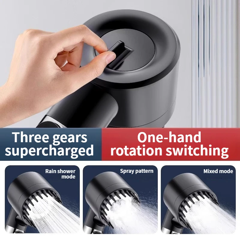 رأس دش قابل للتعديل 3 وضع دش الأمطار تدفق كبير رأس دش ارتفاع ضغط توفير المياه دش خلاط اكسسوارات الحمام #3