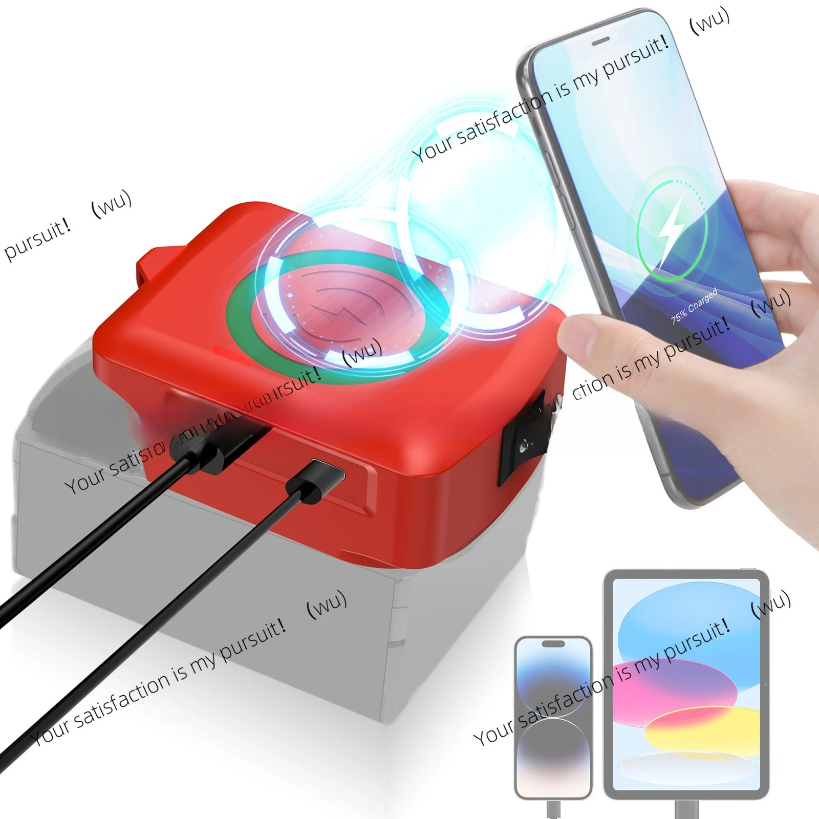 Lithium battery charger is suitable for various brands of tools Lithium battery USB/type-C output/wireless charging