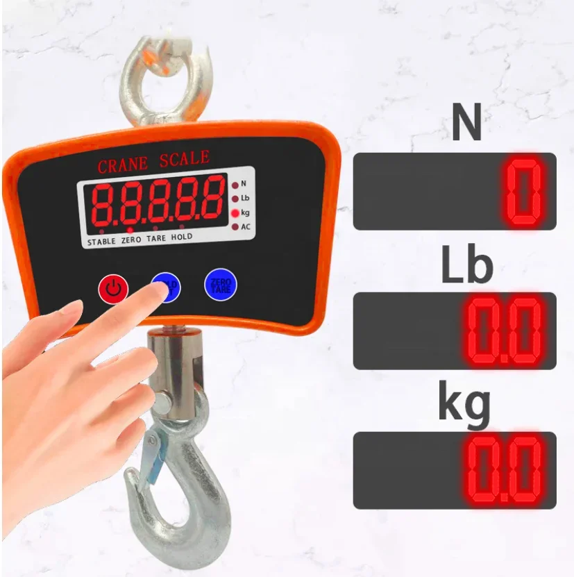 300/500/800KG Pure Aluminum Alloy Shell Small Mini Industry Digital Crane Hanging Scale With Power Adapter LED