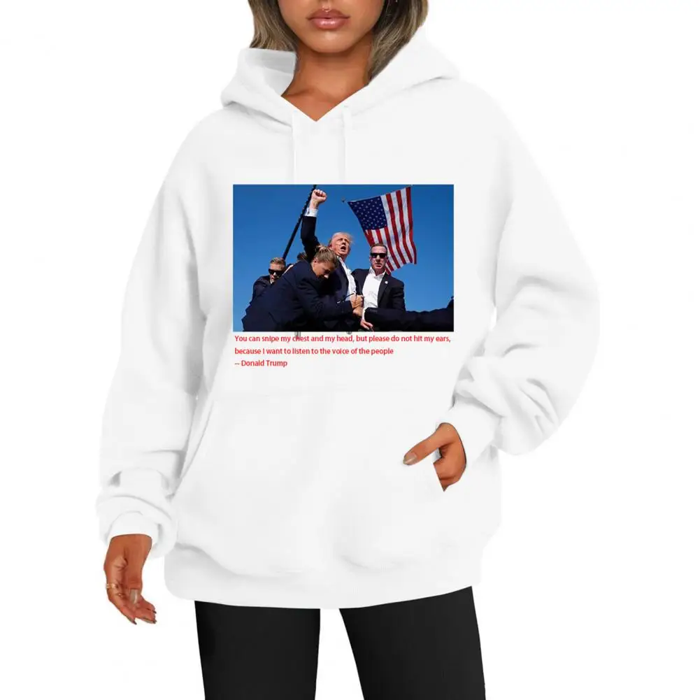 Fall Hoodie Election Campaign Rally Hoodie Trump Survives Shot Unisex Hoodie with Pockets Long Sleeve for Election for Trump