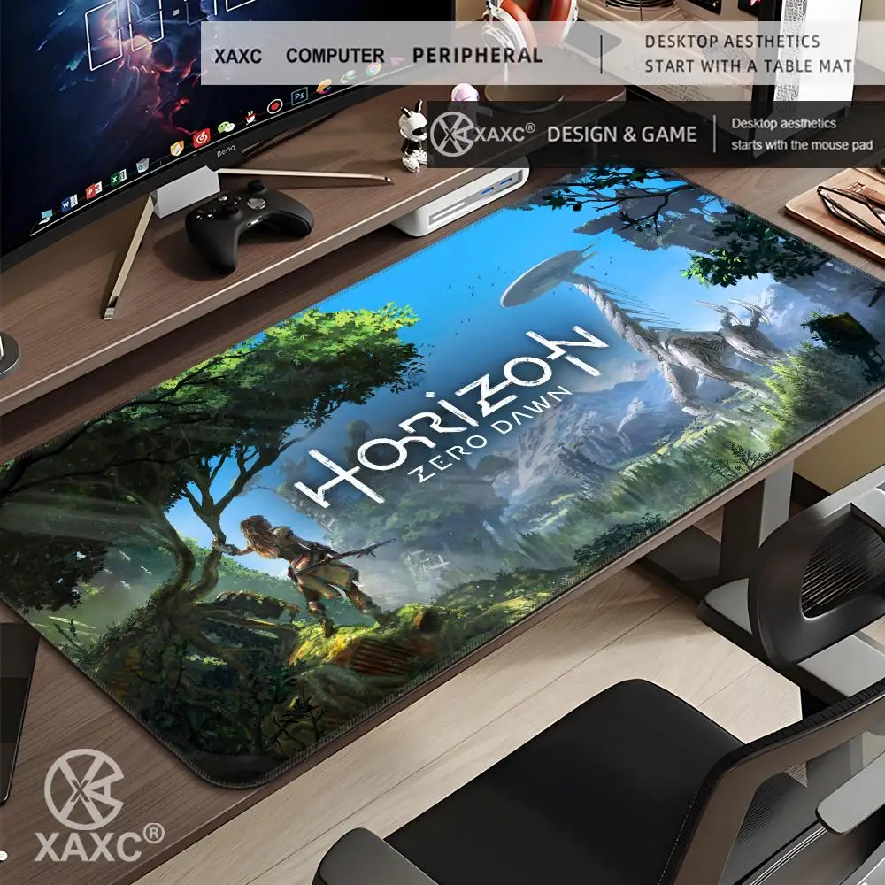 Game H-Horizon Z-Zero Dawn Mouse Pad Large Keyboard Mouse Desk Pad XXL Non-Slip Rubber Gaming Mouse Pad Laptop Mouse Carpet XAXC