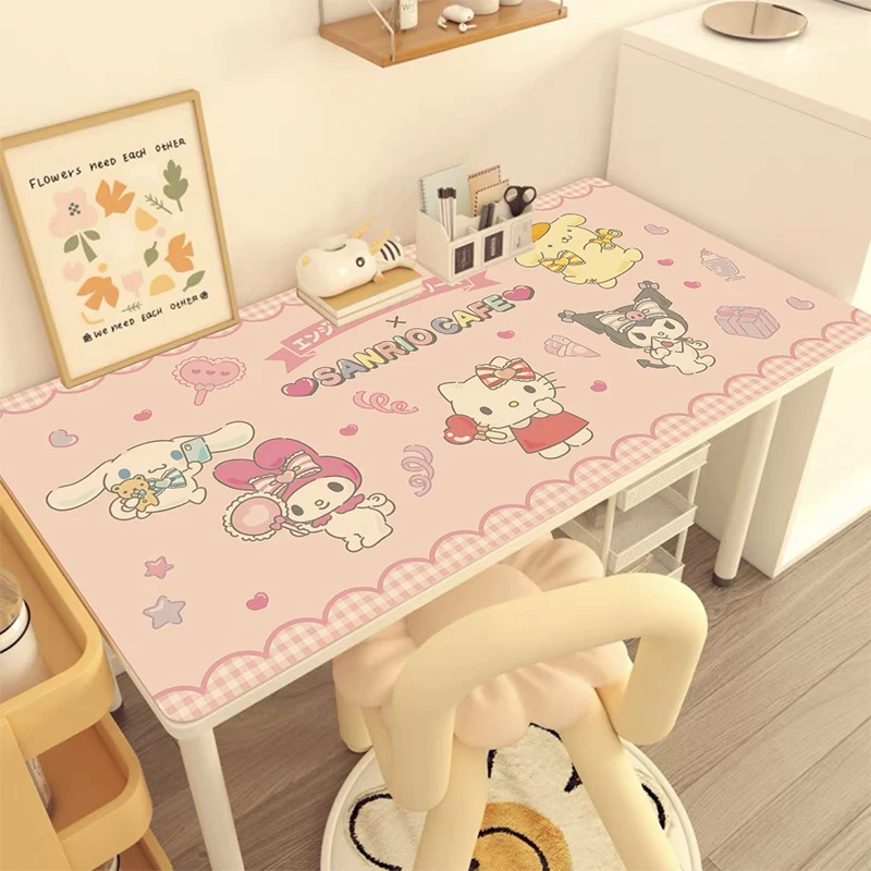 

Cinnamoroll Hello Kitty Anime Kawaii Sanrio Leather Table Mat Cute Kuromi My Melody Decoration Erasable Pads Gifts for Girls