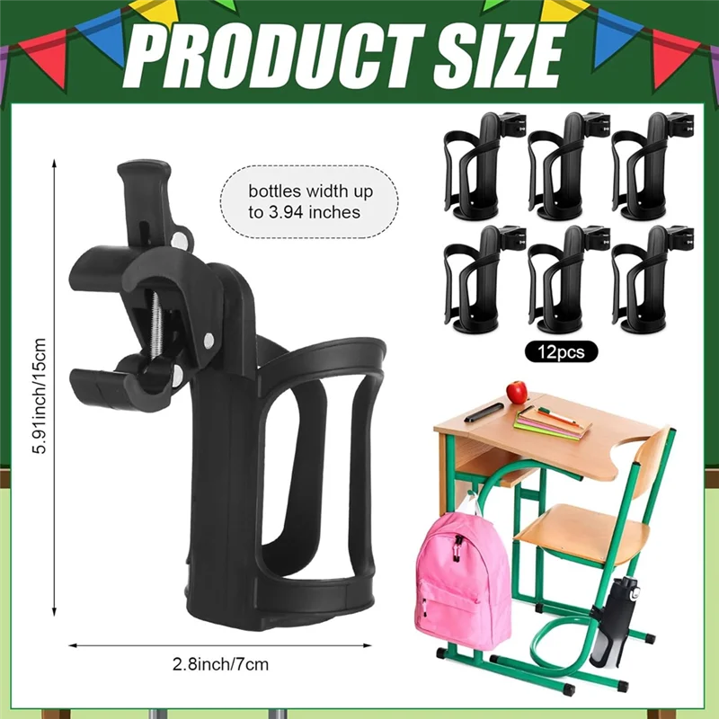 

【ADORN】Water Bottle Holder 360° Rotating 12 Pcs For Classroom Desk Cupholder Back To School Gift