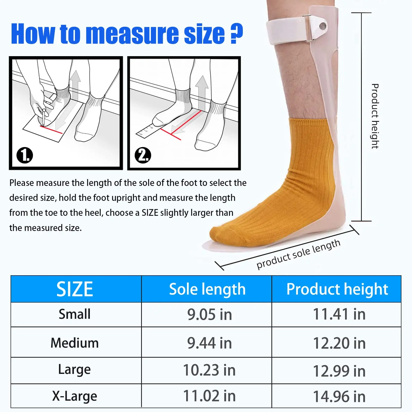 Foot Drop Brace Ankle Foot Orthosis Adjustable Afo Walking with Shoes for Stroke Hemiplegia Suitable for Men/ Women Left/ Right