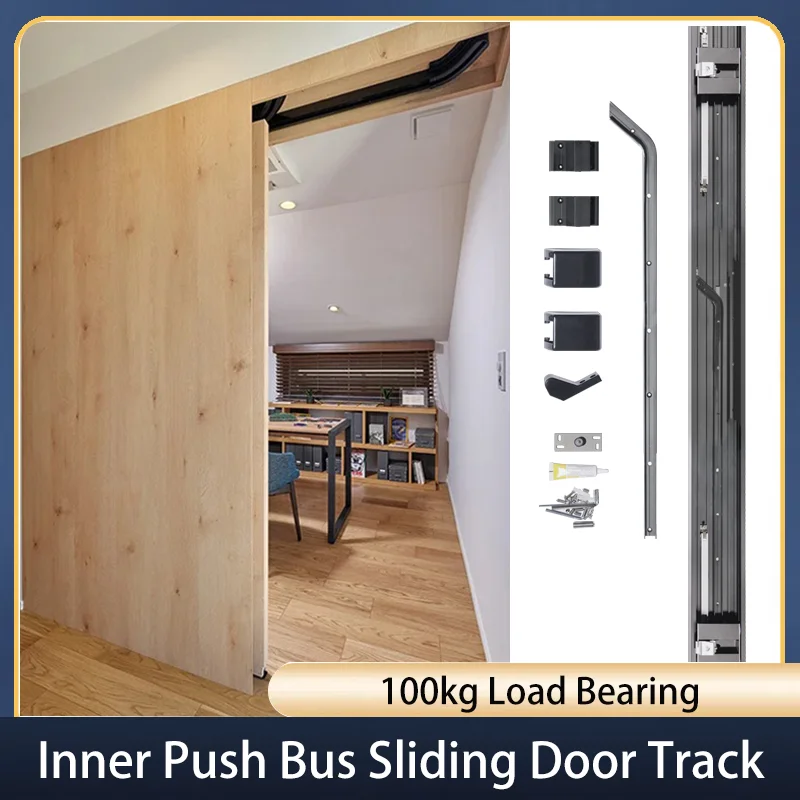 SSOUIM Inner Push Bus Sliding Door Track System Sliding Door Bedroom Bathroom Aisle Door Guide Rail Invisible Door Slide Rail