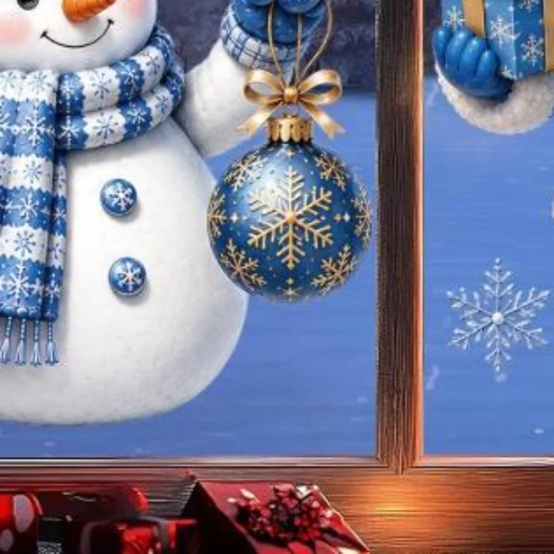 Removable Christmas PVC Static Sticker Santa Elk Window Stickers Beautify Snowflake Wall Decals New Year Party Glass Dress Up