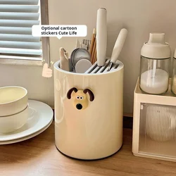 Kitchen rotating knife holder storage rack household multi-functional chopsticks holder kitchen knife chopsticks cage cute decor