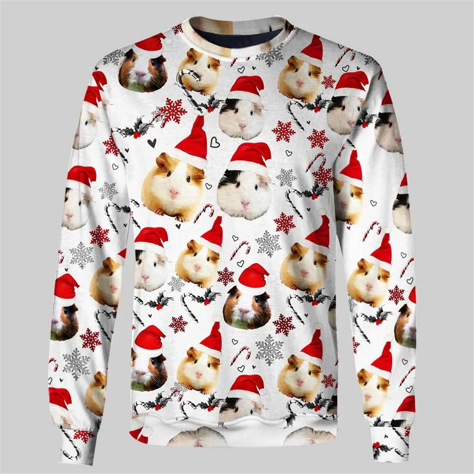 

HX Funny Hamster Christmas Sweatshirts Animals Zip Up Hoodies Casual Sportswear Mens Women Clothing Xmas Gifts Dropshipping