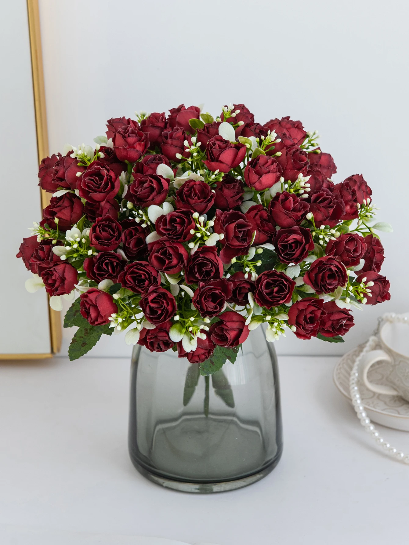 Künstliche Blumen, rote Seidenrosen, Brautsträuße, für Zuhause, Party, Büro, Vase, Tischdekoration, für den Außenbereich, Garten, Hof, Hochzeit, DIY-Geschenkkranz – Detail 7