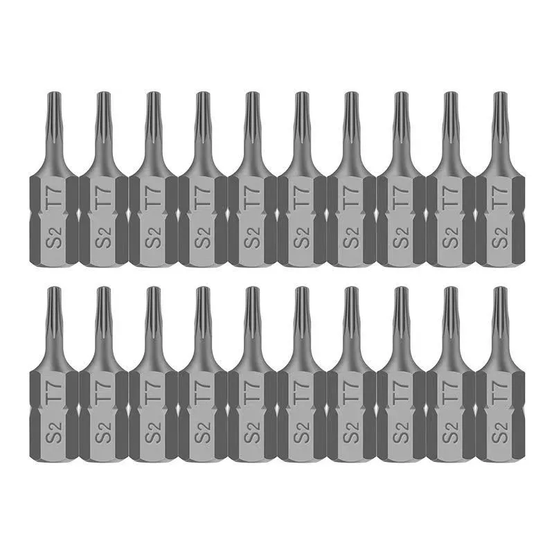 5Pcs/Set 25mm Length Torx Screwdriver Bit 1/4\'\' Hex Shank High Torque 6 Point Star Head Screwdriver Set No Magnetic No Hole