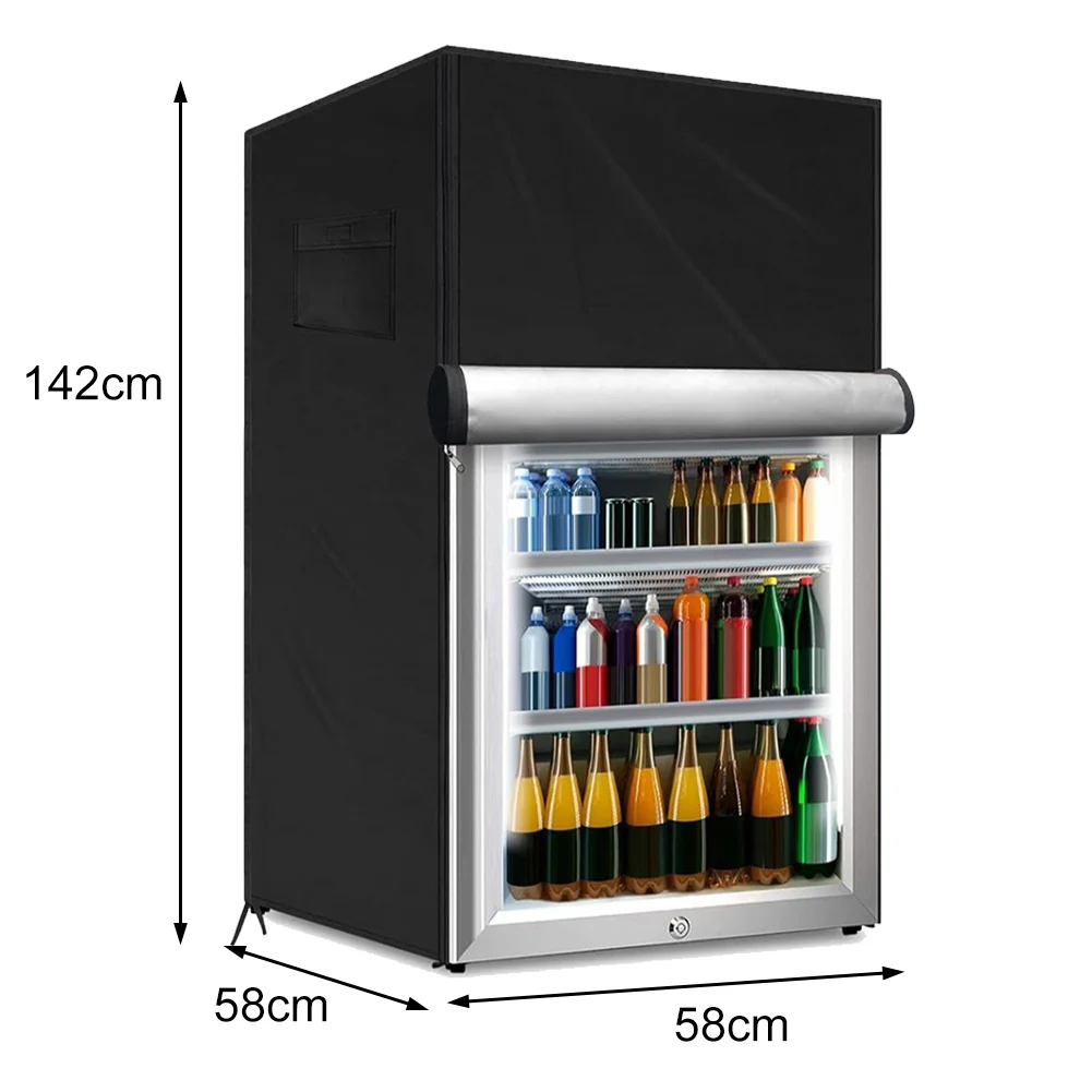 Outdoor Refrigerator Cover 210D Oxford Cloth Waterproof Upright Mini Upright Freezers Cover 58 X 58 X 142cm / 56 X 58 X 86cm