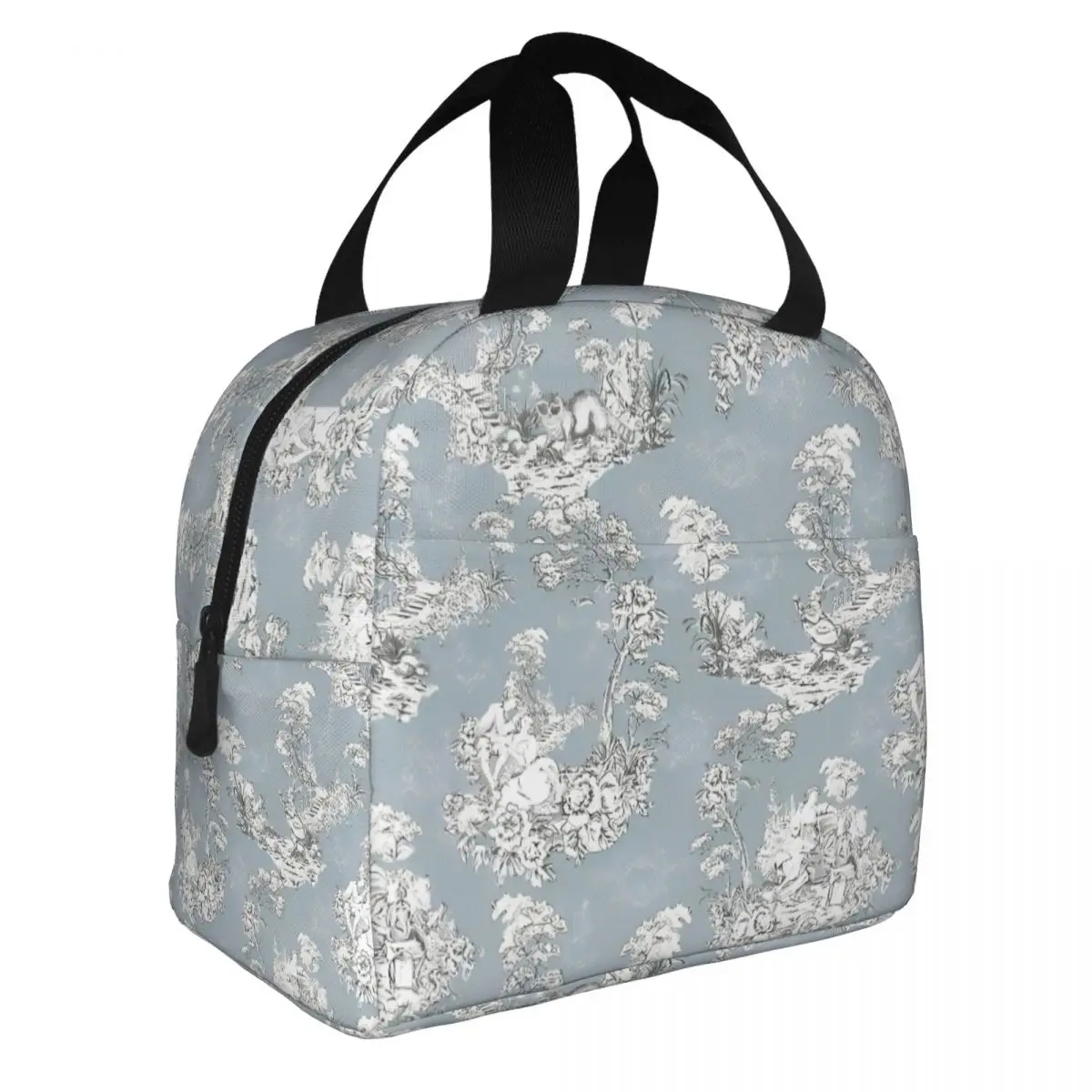 Botanical Chinoiserie Blue White Insulated Lunch Bag Cooler Bag Meal Container Toile De Jouy Tote Lunch Box Food Storage Bags