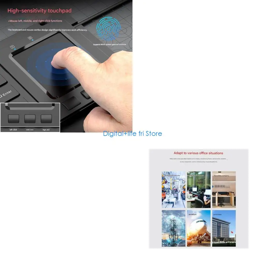 E06D Heavy Duty Waterproof Keyboards Industrial 64Key with Builts in Touchpads USB