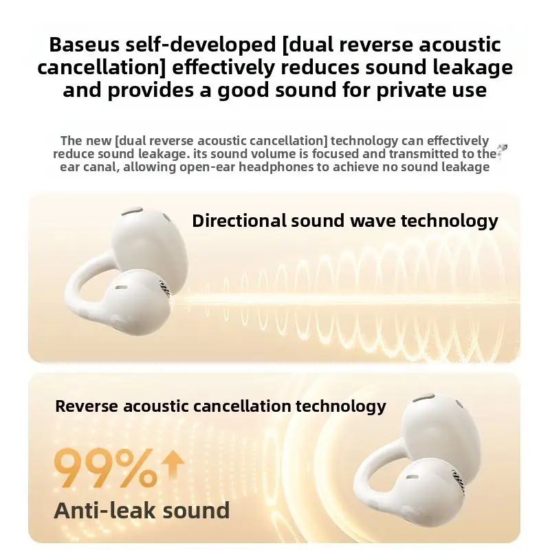 سماعات أذن كليب Baseus BC1 مفتوحة الأذن لاسلكية بلوتوث 6.0 سماعات رياضية كليب مع 4 ميكروفونات وباس قوي IP55 - 3