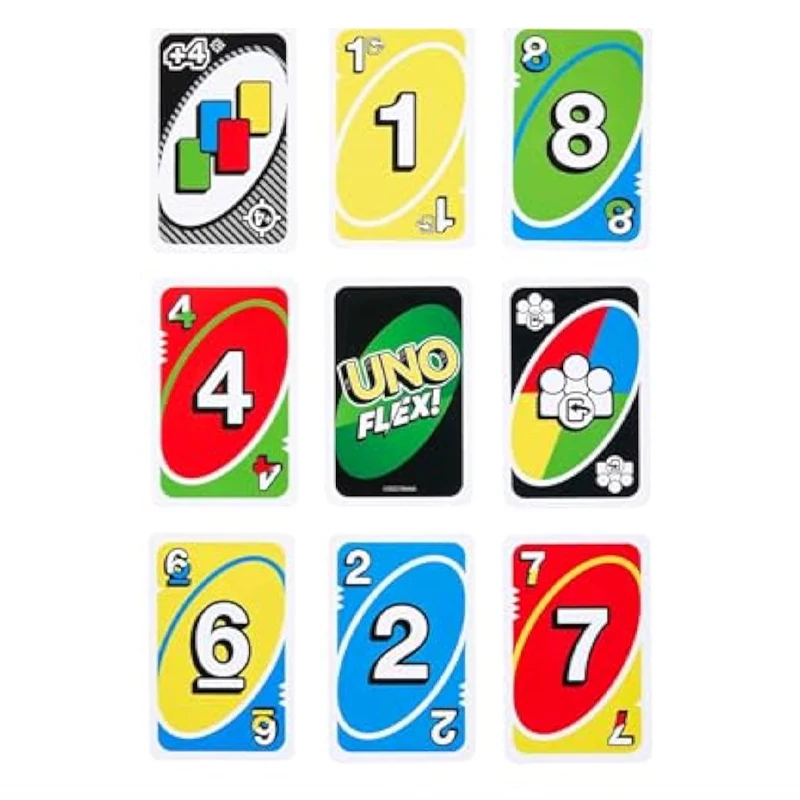 Mattel Games UNO's nieuwe Flex Card Game, een leuk spel voor volwassen gezinnen en feestspelavonden, 2 tot 6 spelers, wordt geleverd met opbergtas