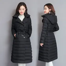 Women Cotton Padded Jacket Mid Length 2023 Winter New Korean Fashionable Slim Fit Knee Length Ultralight Thin Parkas Coat