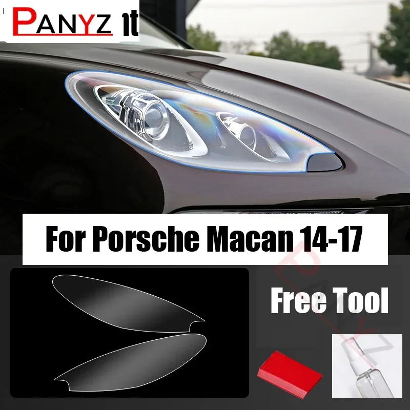 

2Pcs Auto TPU Headlights Protective Film Transparent Front LED Sticker Anti-Scratch For Porsche Palamela Macan Cayenne 2010-2021