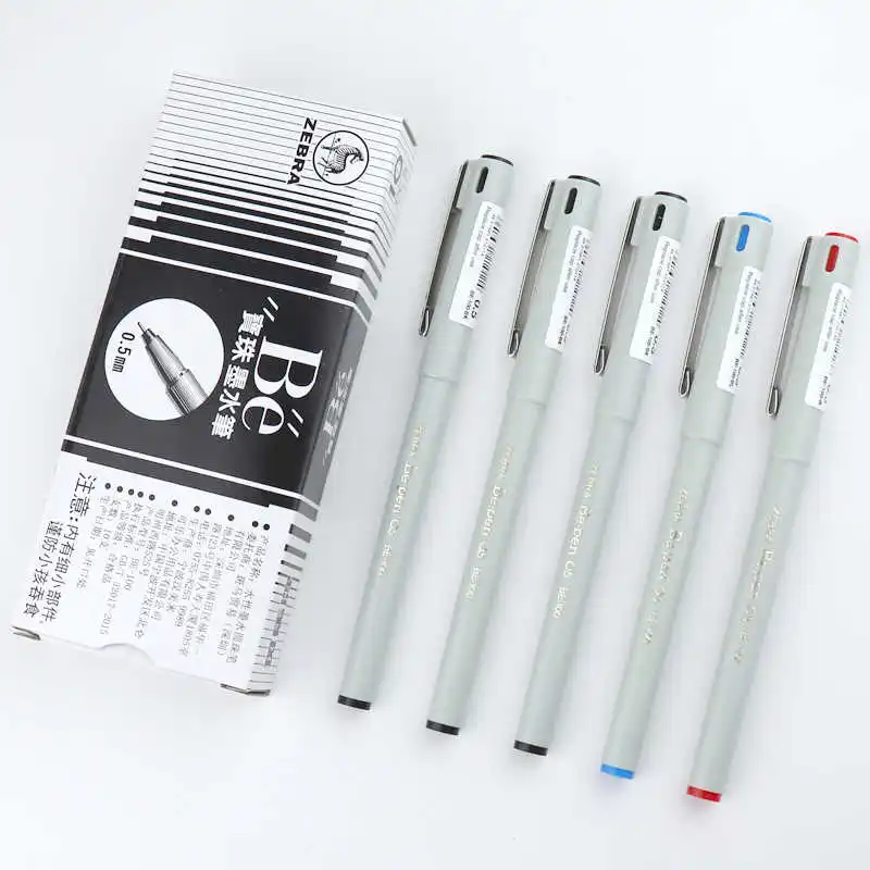 قلم الكرات الدوارة ZEBRA BE-100 - حبر أسود بنقطة إبرة 0.5 مم، كتابة سلسة للتوقيع التجاري والاستخدام المكتبي، تصميم ياباني