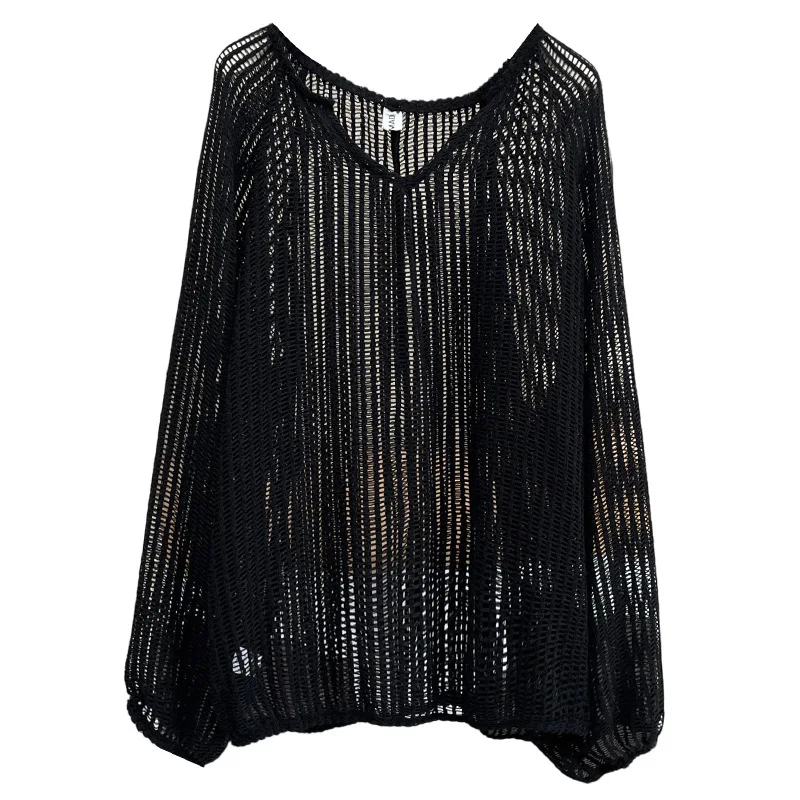 

Лето 2023 г., новинка, 100 кг, свободный перфорированный солнцезащитный топ больших размеров, женская модная накидка с кондиционером 1652