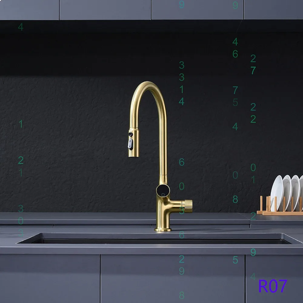 Digital Sensor Smart Multifunctional Kitchen Faucet Pull Out Dual Mode Spray