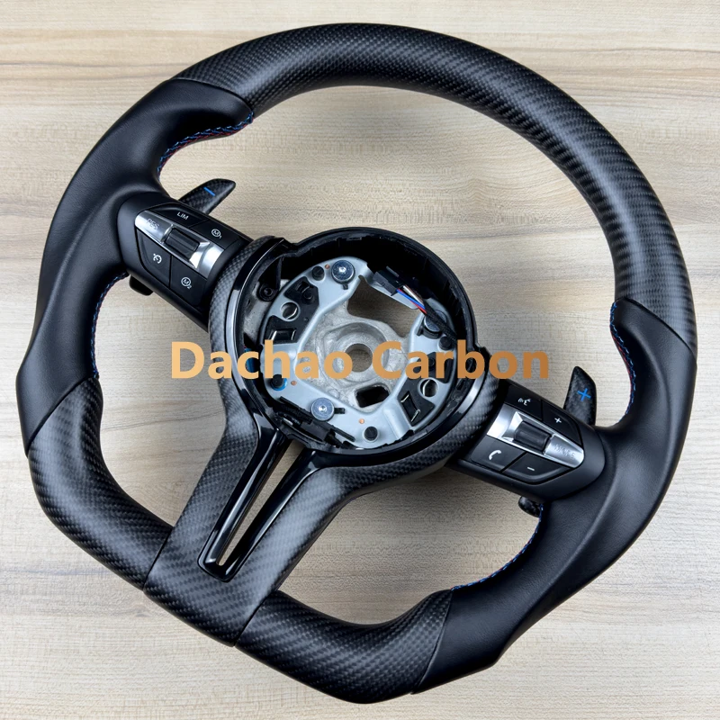 Matte Real Carbon Steering Wheel For BMW M1 M2 M3 M4 M5 M6 M8 1-7 Series X1 X3 X5 X6 X7 2015-2020 F30 High Quality Custom Style