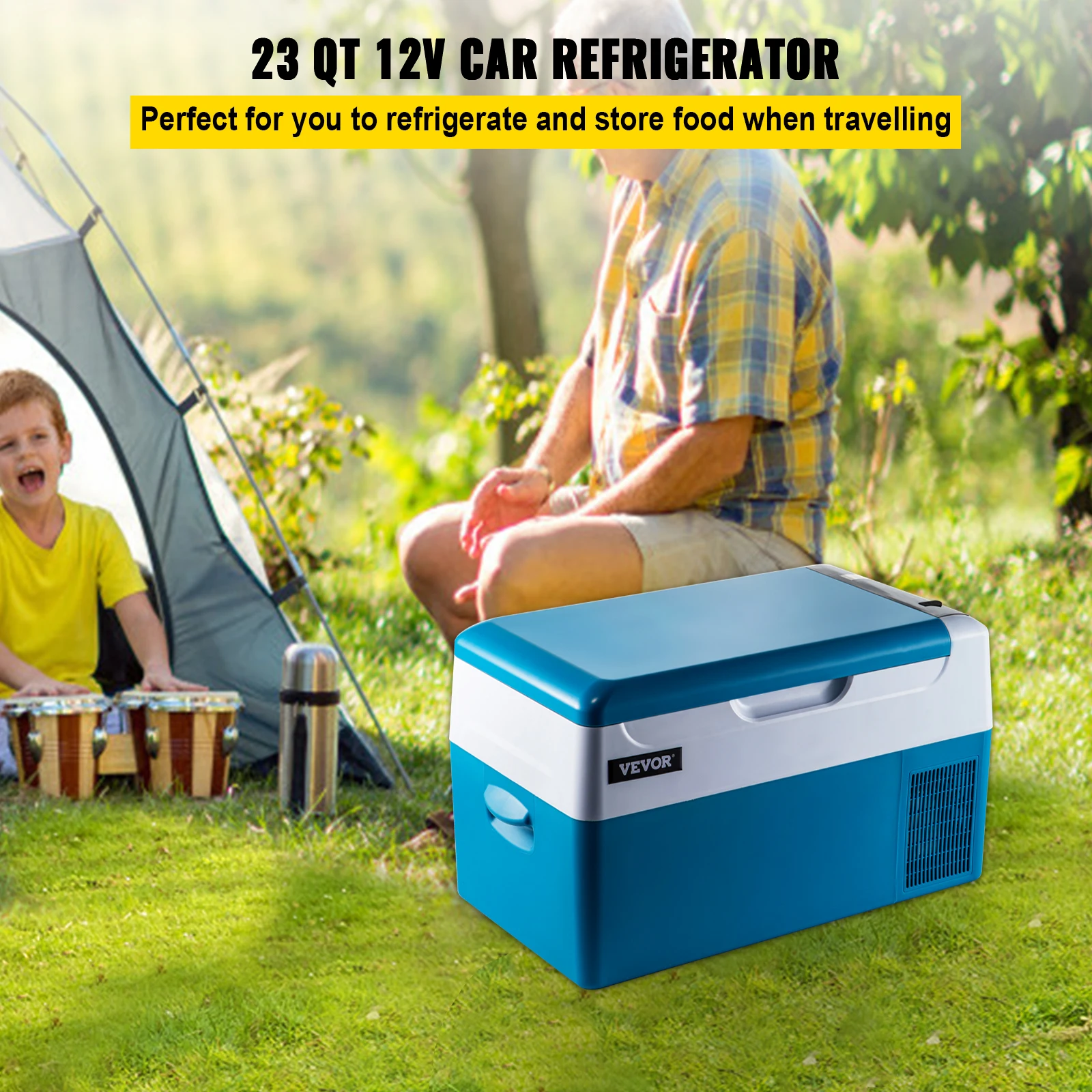 VEVOR Car Refrigerator 22L Compressor Portable Small Refrigerator Freezer Mini Electric Cooler for Driving Travel Fishing Outdoo